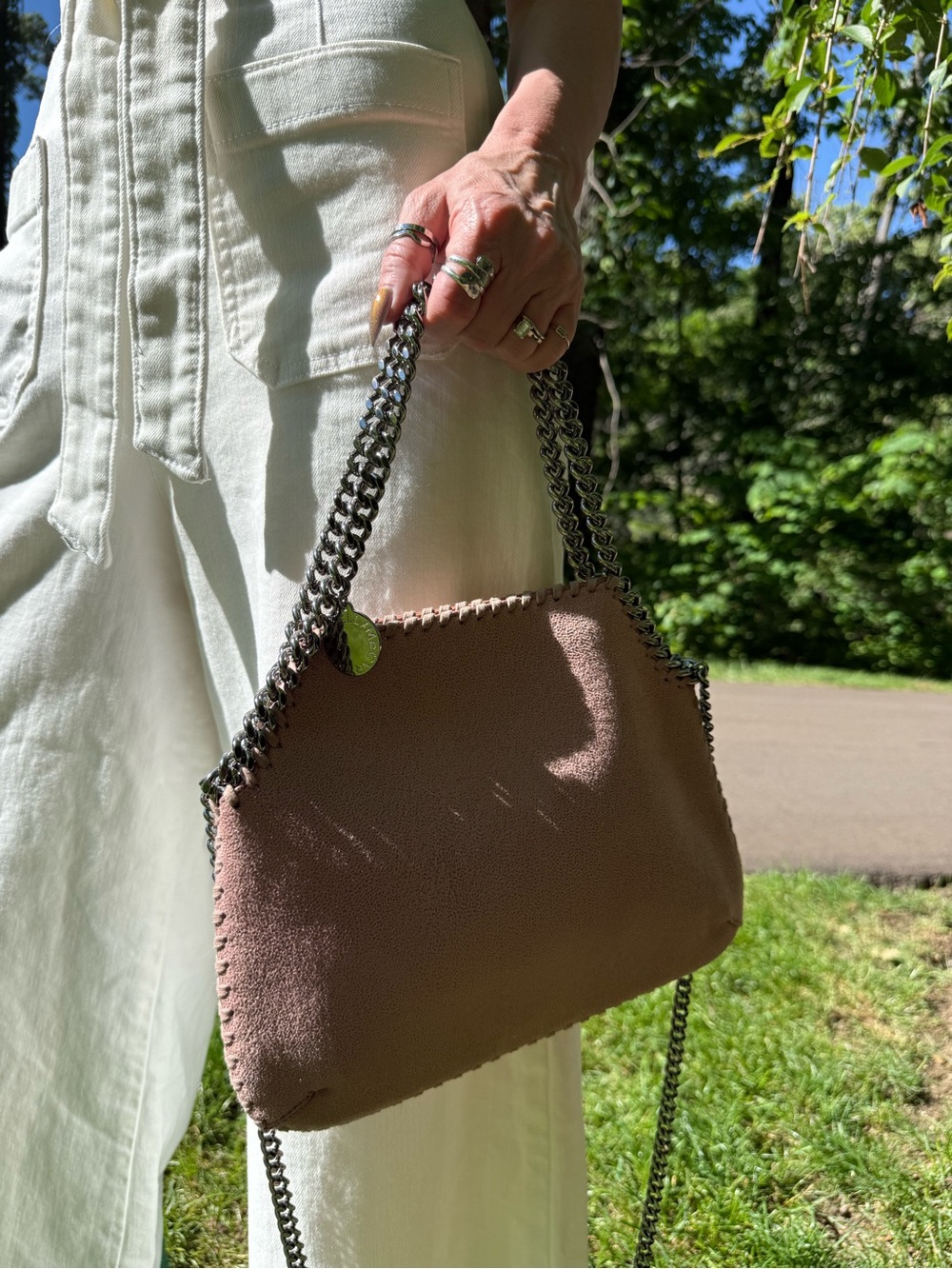 Stella McCartney Falabella 2-Way
bag Pink with Gunmetal diamond cut Chain - Picture 13 of 13